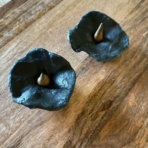 Handmade polymer clay charcoal painted abstract incense holder or ring holder